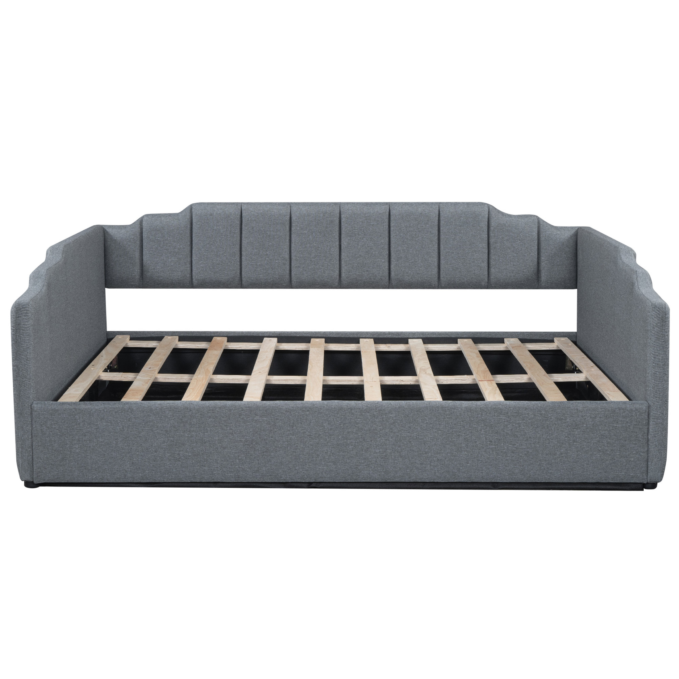 Noble House Full Upholstered Daybed, Modern Linen Sofa Bed with Large Underbed Storage, Small Space, Gray