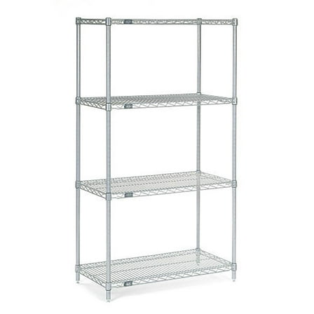 Nexel 4 Shelf Chrome Wire Shelving Unit Starter 36""W x 12""D x 74""H
