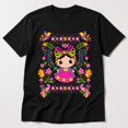 thumbnail image 3 of Women’s Folk Art Floral Doll Graphic T-Shirt, Unisex Classic Fit, 3 of 9