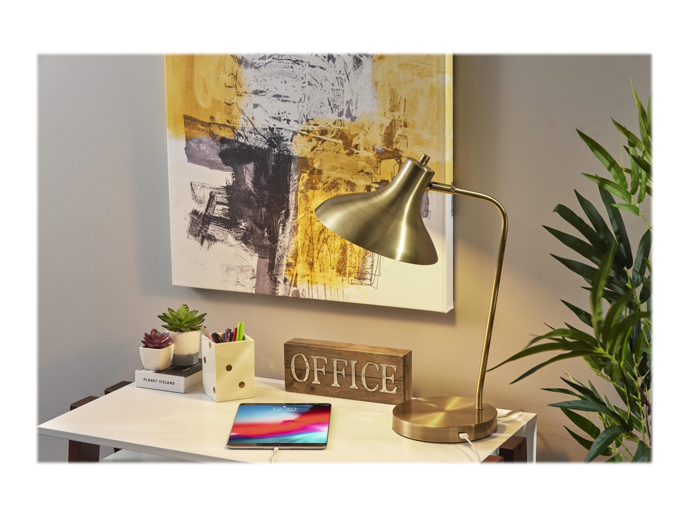 Simplee Adesso Cleo Desk Lamp, Antique Brass, Electronic, Antique Brass Shade