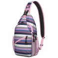 thumbnail image 1 of Watercolor Beach Scene Sling Backpack, Lightweight Abstract Crossbody Bag with Geometric Design, Rainbow Gradient and Boho Starry Night Aesthetic, 1 of 6