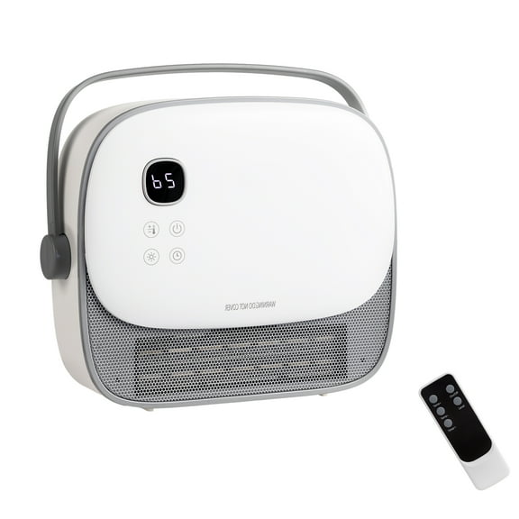 Ktaxon 1500W Wall Heater with Remote Control, Freestanding & Wall-Mounted Electric Space Heater with Portable Handle, 12H Timer, PTC Heating Elements, for Indoor Use, Bedroom, Office, Home, 1 Pack