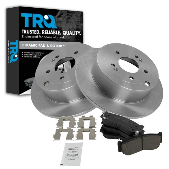 TRQ Rear Brake Pad & Rotor Kit Brake Pads Brake Rotor Ceramic Fits Select 2007-2009 Hyundai Santa Fe