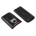 thumbnail image 2 of Cigar Leather Case, Soft Touch Bamboo Joint Pattern Hand Sewing Process Portable Cigar Holder Black  For Travel, 2 of 8