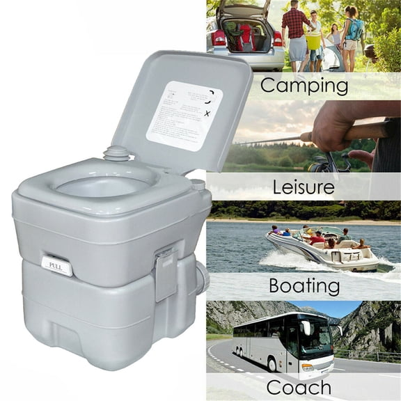 Veryke 5.3 Gallon Portable Toilet, Outdoor Travel Toilet, Outdoor Toilet for Camping, Hiking, Boating, Gray