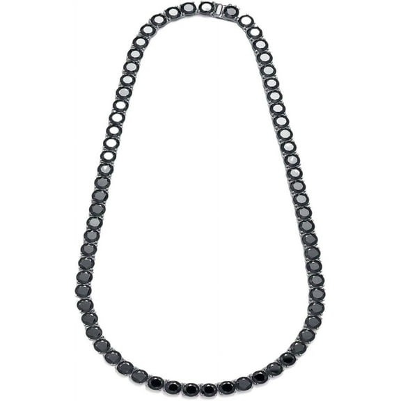 0.1-1Carat Black Moissanite Tennis Necklace 925 Sterling Silver Lab Grown Diamond Necklace for Men Tennis Chain Moissanite Round Cut Diamond Tennis Necklaces Women One Row Chain