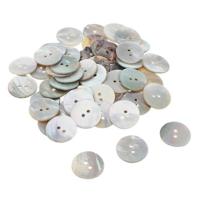 50s / Set Pearl Shells Button Buttons Needlework Two Hole Shell Buttons 20mm
