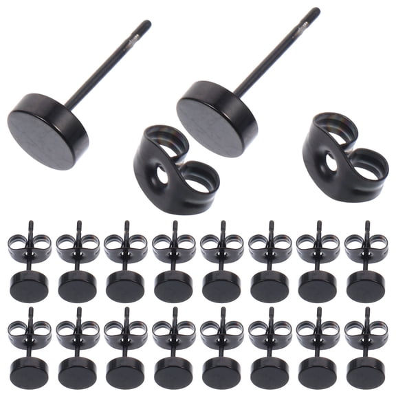 Raindrops 20Pcs Circle Earrings for Unisex Simple Round Black 1.4X0.6cm