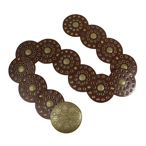 PAMINGONO 1Set Disc Belt For Women Retro Style Metal Leather Fashion Accessory