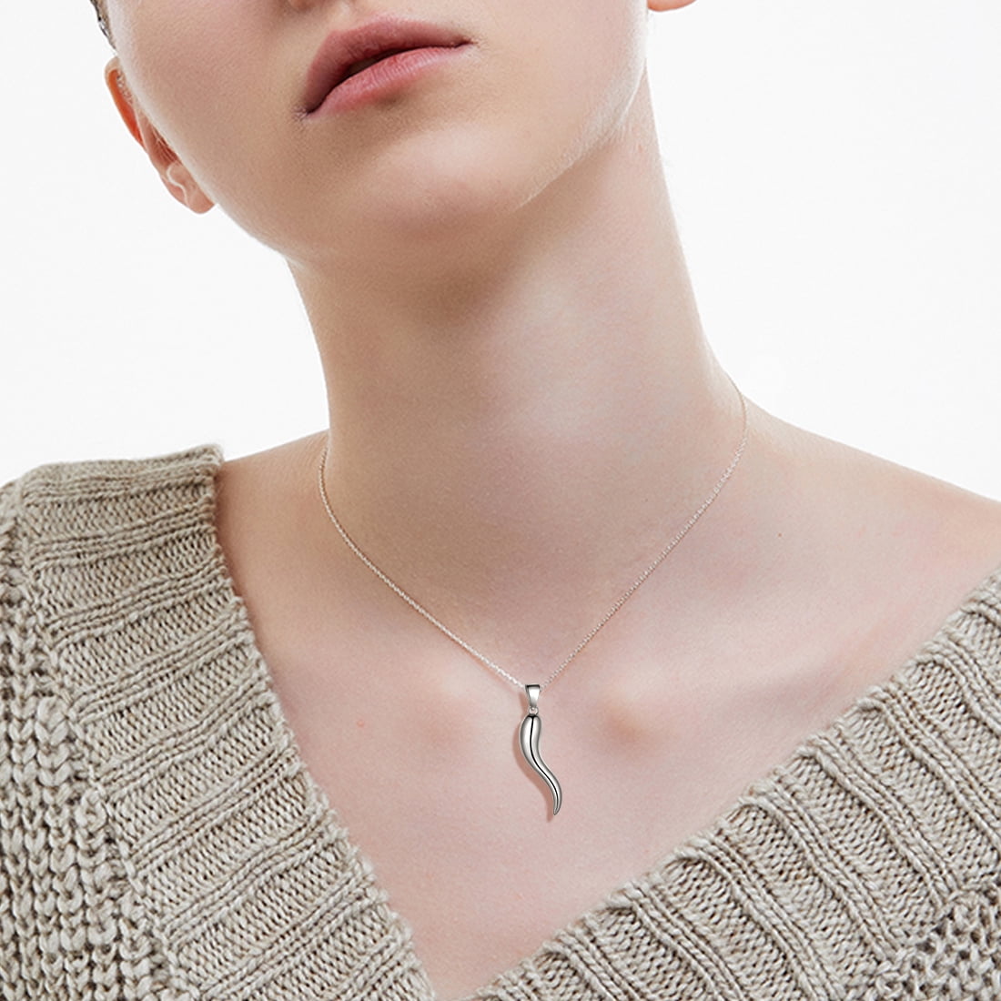 Hipunk 925 Sterling Silver Italian Horn Necklace for Women Men Cornicello Necklace Pendant Talisman Amulet Jewelry Fathers Day Gift for Dad