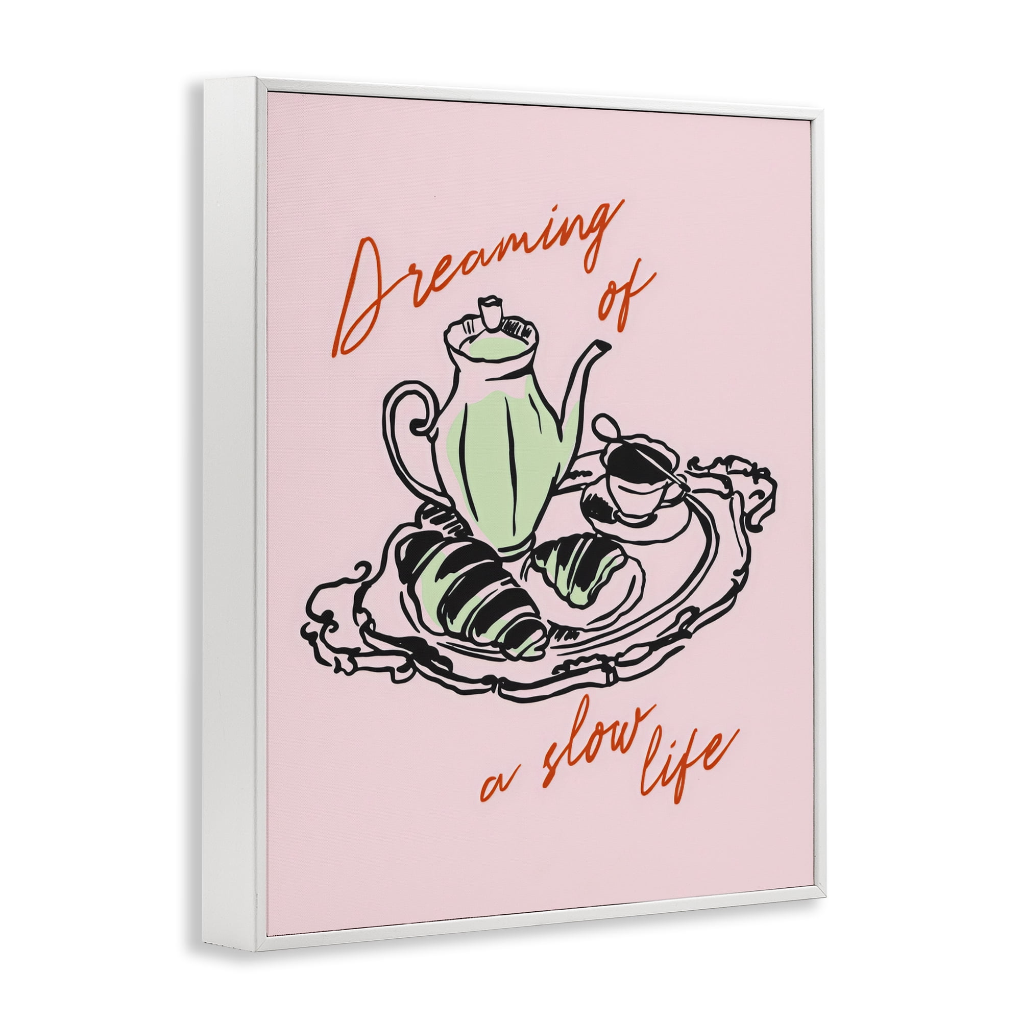 Stupell Industries Slow Life Tea Platter White Framed Giclee Art, design by The Prints Vibe