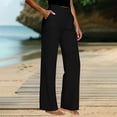 thumbnail image 2 of Pants for Women Casual Dress Wide Leg Work Slacks Stretchy Straight High Waisted Trousers Elastic Womens Pants Black XXL, 2 of 9