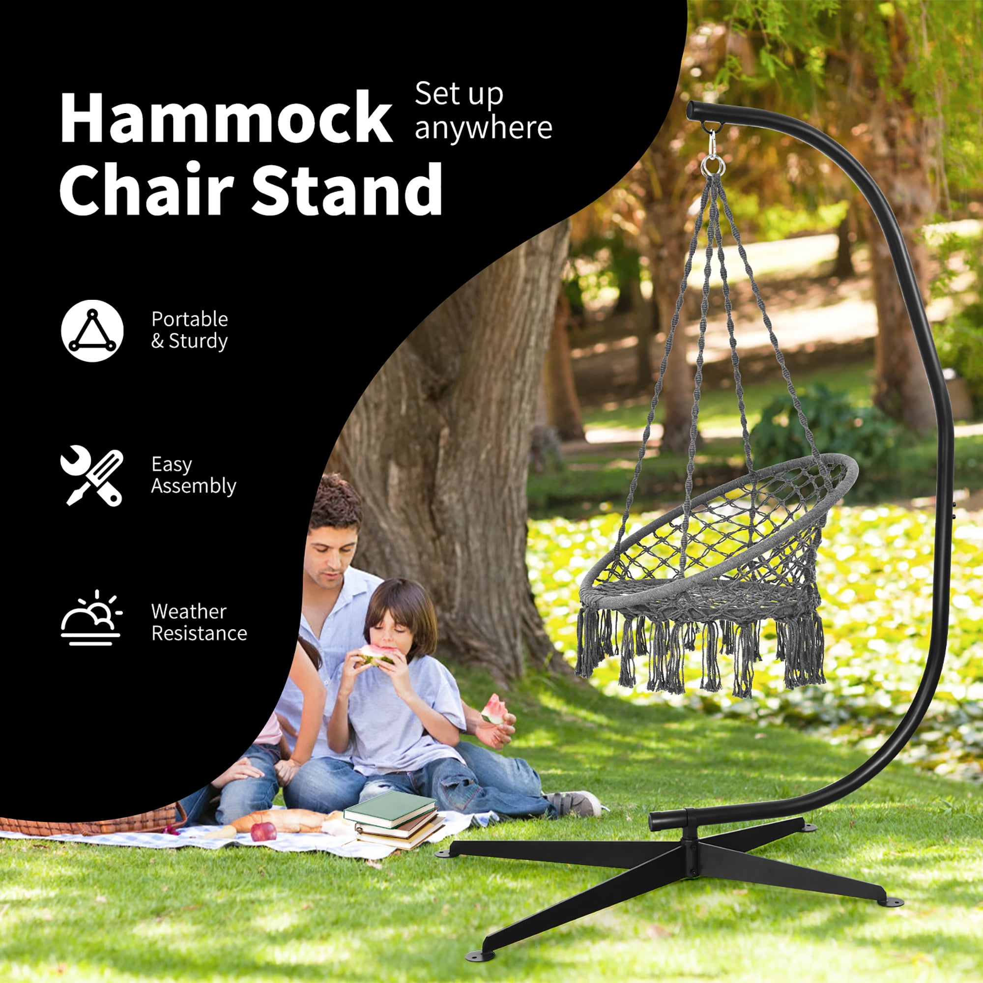 costway c hammock frame stand solid steel construction