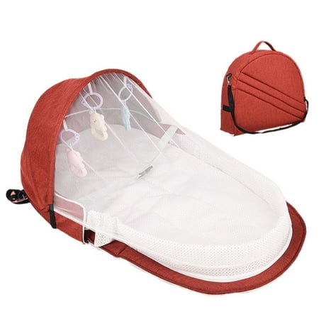 ZEDWELL Portable Bassinet For Baby Foldable Baby Bed Travel Sun Protection Mosquito Net Breathable Infant Sleeping Basket With