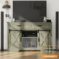 thumbnail image 3 of Superjoe 52" Buffet Storage Cabinet Farmhouse Sideboard w/12 Removable Wine Rack & Drawers, Rustic Coffee Bar Cabinet w/Glass Rack & Sliding Barn Door, Light Grey, 3 of 8