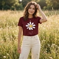 thumbnail image 4 of ZQUUVOU Womens T-Shirts Printed Floral Crew Neck Short Sleeved Tops(Burgundy,S), 4 of 6