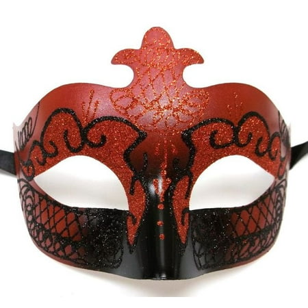 Red Black Scroll Venetian Mask Masquerade Costume Prom Dance Men Woman