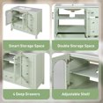 thumbnail image 3 of 36" Bathroom Vanity with 4 Drawers and 2 Soft-Closing Glass Doors, Modern Bathroom Cabinet with Adjustable Shelf and Sink, Bathroom Storage Cabinet  for Bathroom, Green, 3 of 9