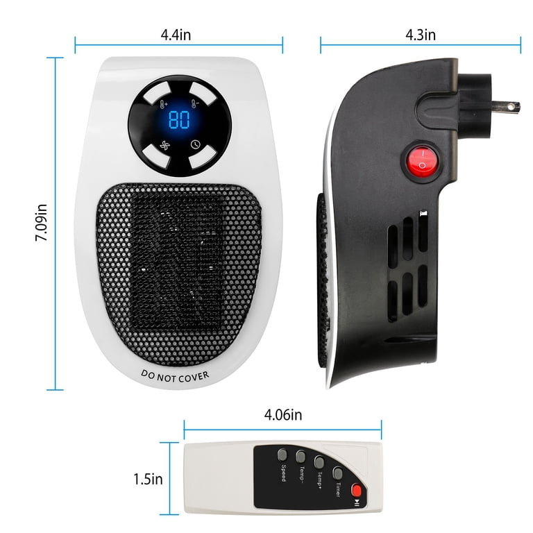 iMountek 500W Portable Heater Fan Wall Outlet Space Heater Plug-in Heater  Adjustable Temperature Auto Shut off With Remote Control - Walmart.com