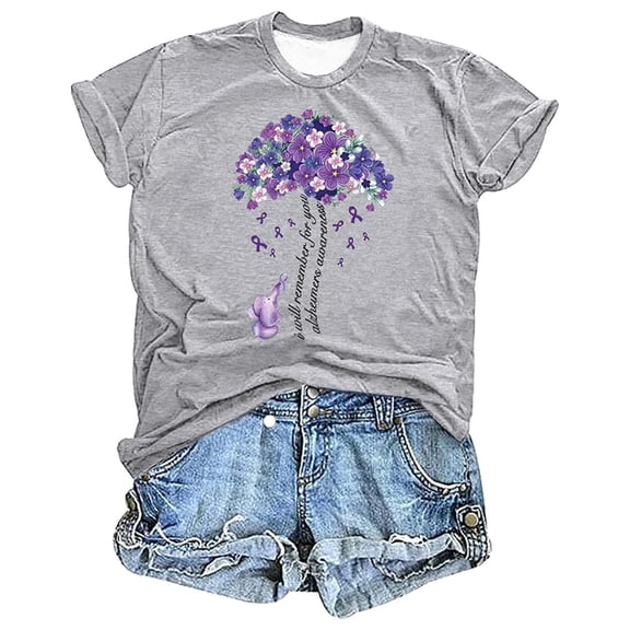 Women's Floral Print T-Shirt Crewneck Short Sleeve Casual Summer Fashion Tee