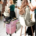 thumbnail image 2 of 3 in 1 Rolling Makeup Case Professional Cosmetic Train Case Beauty Storage Trolley for Make Up Hairstylists Nail Tech Bloggers, Holographic Pink, 2 of 9