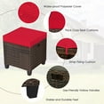 thumbnail image 4 of Patiojoy 2 Piece Outdoor Patio Rattan Ottoman Cushioned Wicker Stools Red, 4 of 7