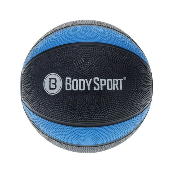Body Sport Medicine Ball 2 lb., 23.2 in. CIR, Black/Blue – Strength, Cardio, & Resistance Training Fitness Ball – At-Home Gym Equipment