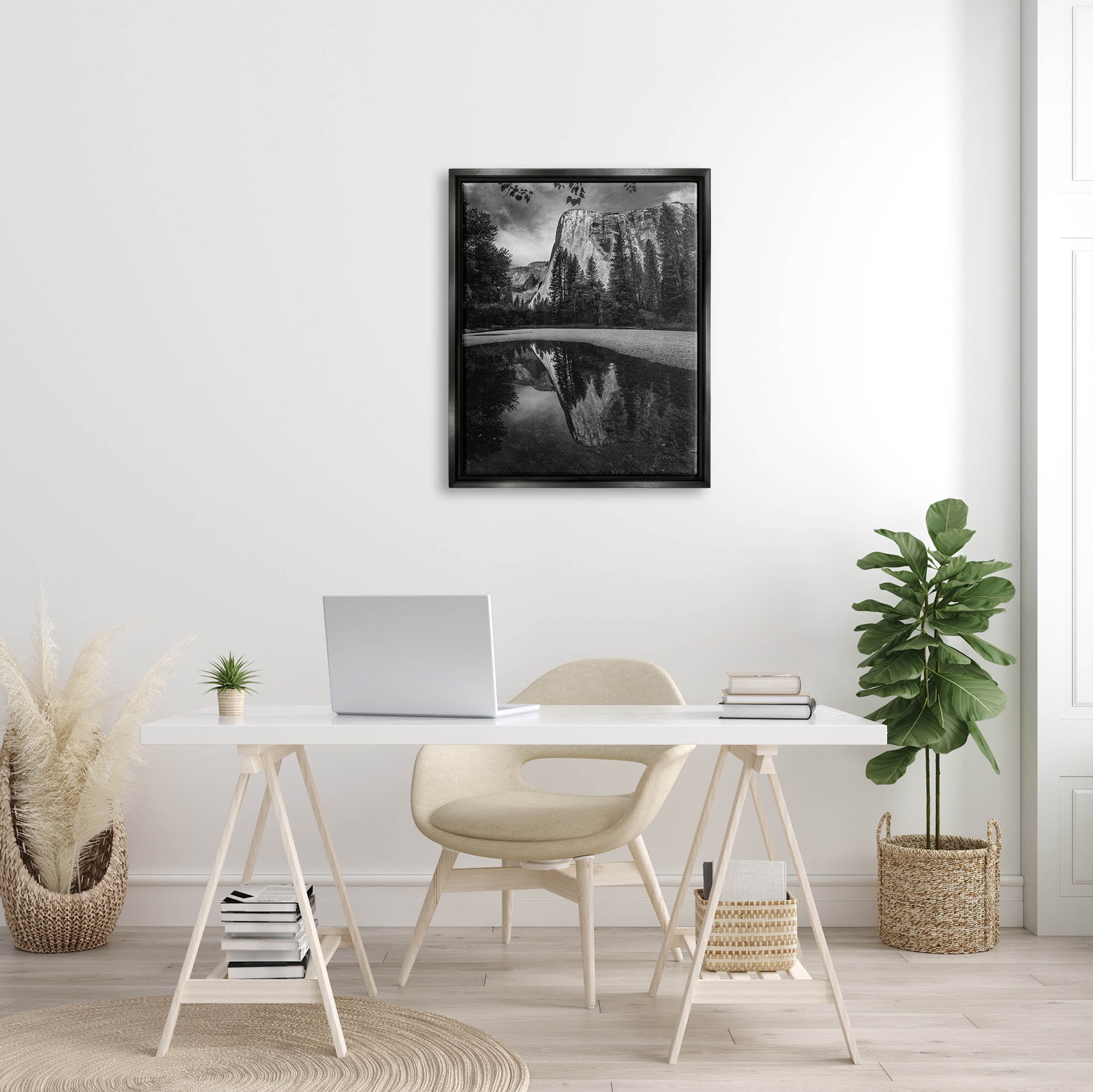 Stupell Industries Yosemite Wildlife Nature Reflection Photograph Jet Black Floating Framed Canvas Print Wall Art, Design by Andre Eichman