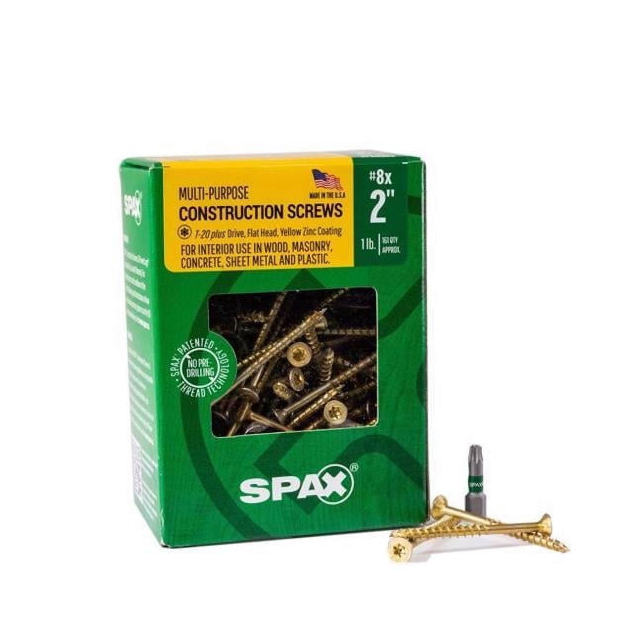 SPAX Wood Screws 4191020000000 - Zinc, Smooth Finish - 1 lb, Size 8 x 2, Multicolor