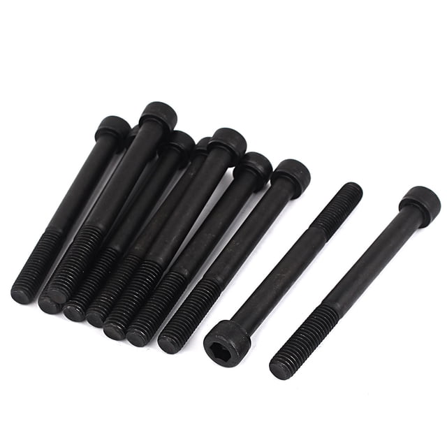 sourcingmap® 10pcs M10 x 100 mm Tornillos Hexagonales de máquina de cabeza de 12.9 de aleación de acero