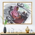 thumbnail image 2 of Designart 'Arabian Lady Driving A Car III' Modern Framed Canvas Wall Art Print, 2 of 5