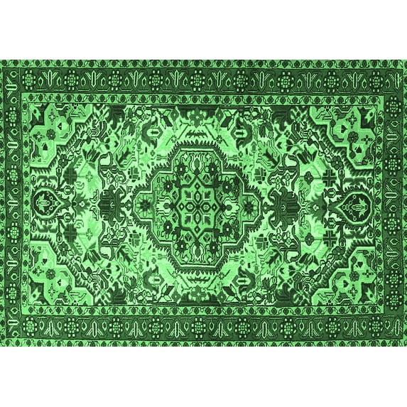 Ahgly Company Indoor Rectangle Persian Emerald Green Traditional Area Rugs, 6' x 9'