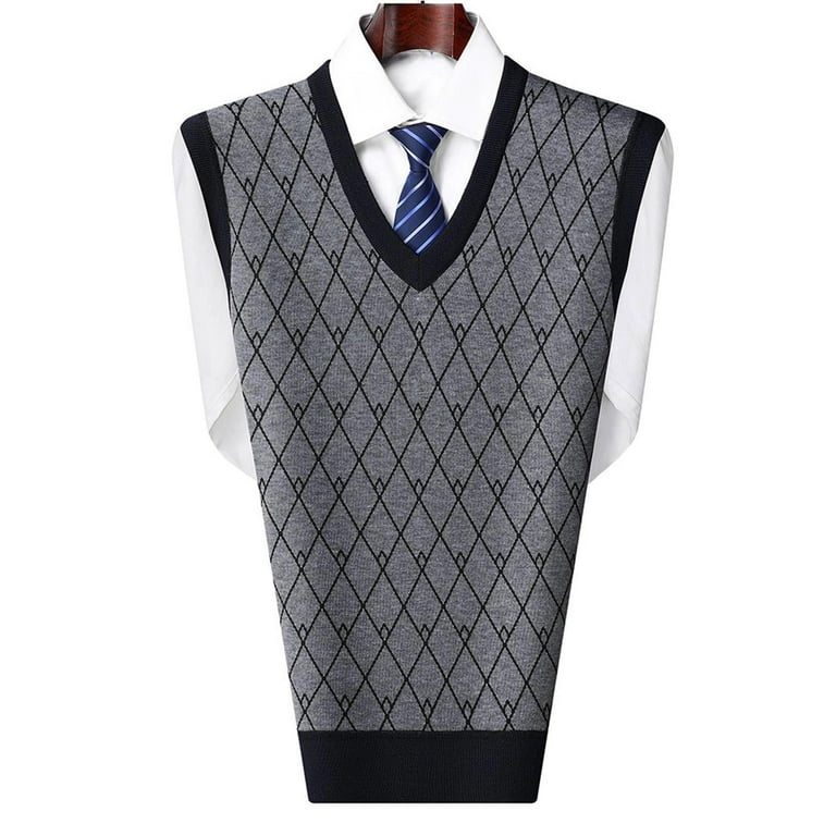 Kcodviy Mens Autumn Winter Casual Fashion V Neck Sleeveless Knit