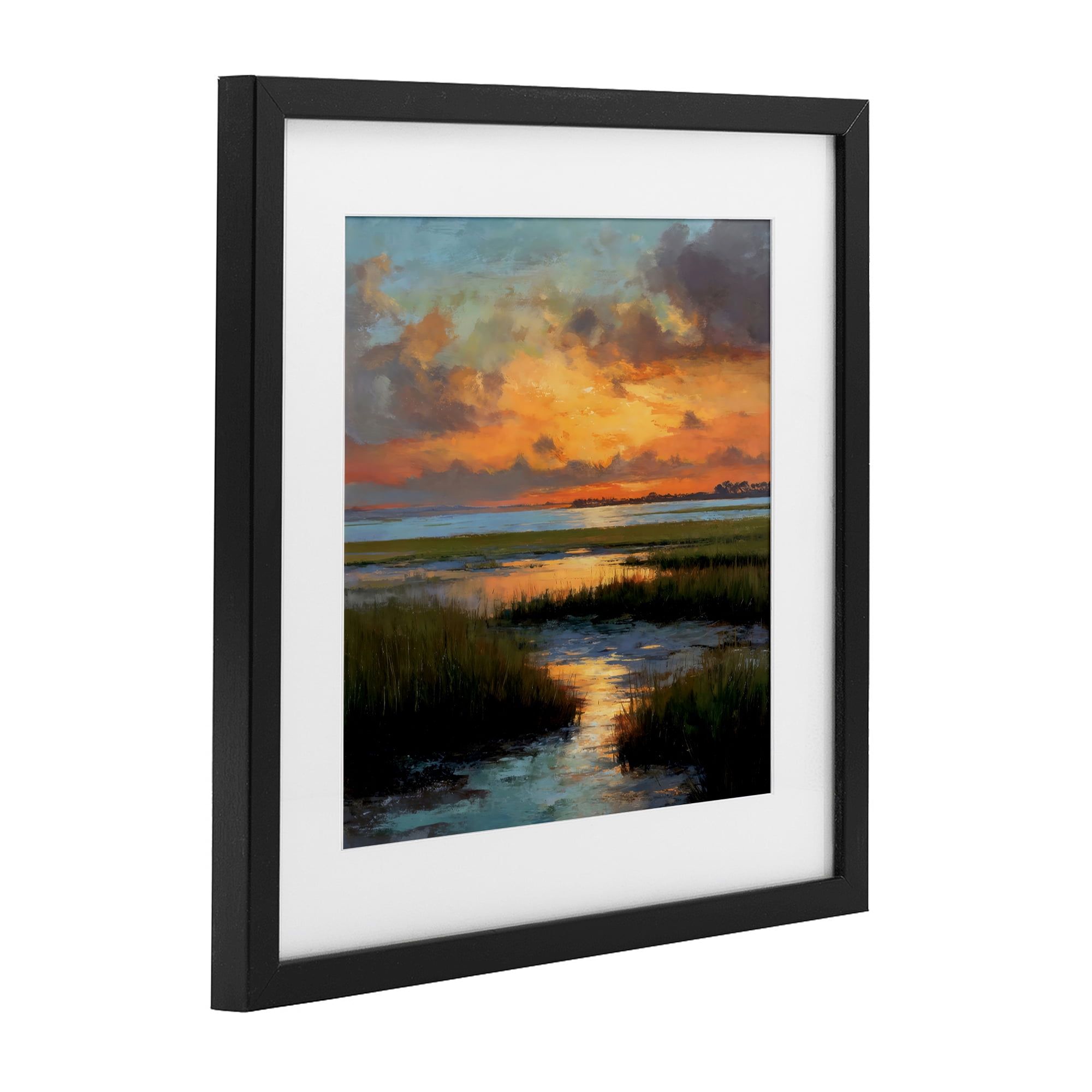 Stupell Industries Evening Marshland Glow Black Framed Print Under Glass, design by Petal Prints Design