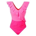 thumbnail image 5 of Womens Tummy Control One Piece Swimsuit - Cute Bathing Suit with Ruffle V-Neck Swimwear, 5 of 9