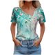 thumbnail image 2 of Fiudx Ofertas de La Semana Top Informal de Primavera y Verano de Manga Corta con Cuello En V para Mujer, 2 of 5