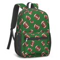 thumbnail image 2 of Football Icon Green Pattern 17" Waterproof Oxford School Backpacks for Teens, S-Shape Padded Straps, for School, Travel, Hiking, Camping, 2 of 5