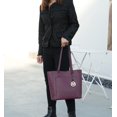 thumbnail image 4 of MKF Collection Lea Vegan Leather Women's Tote Bag, Fashionable Shoulder Purse Handbag by Mia K - Purple, 4 of 10