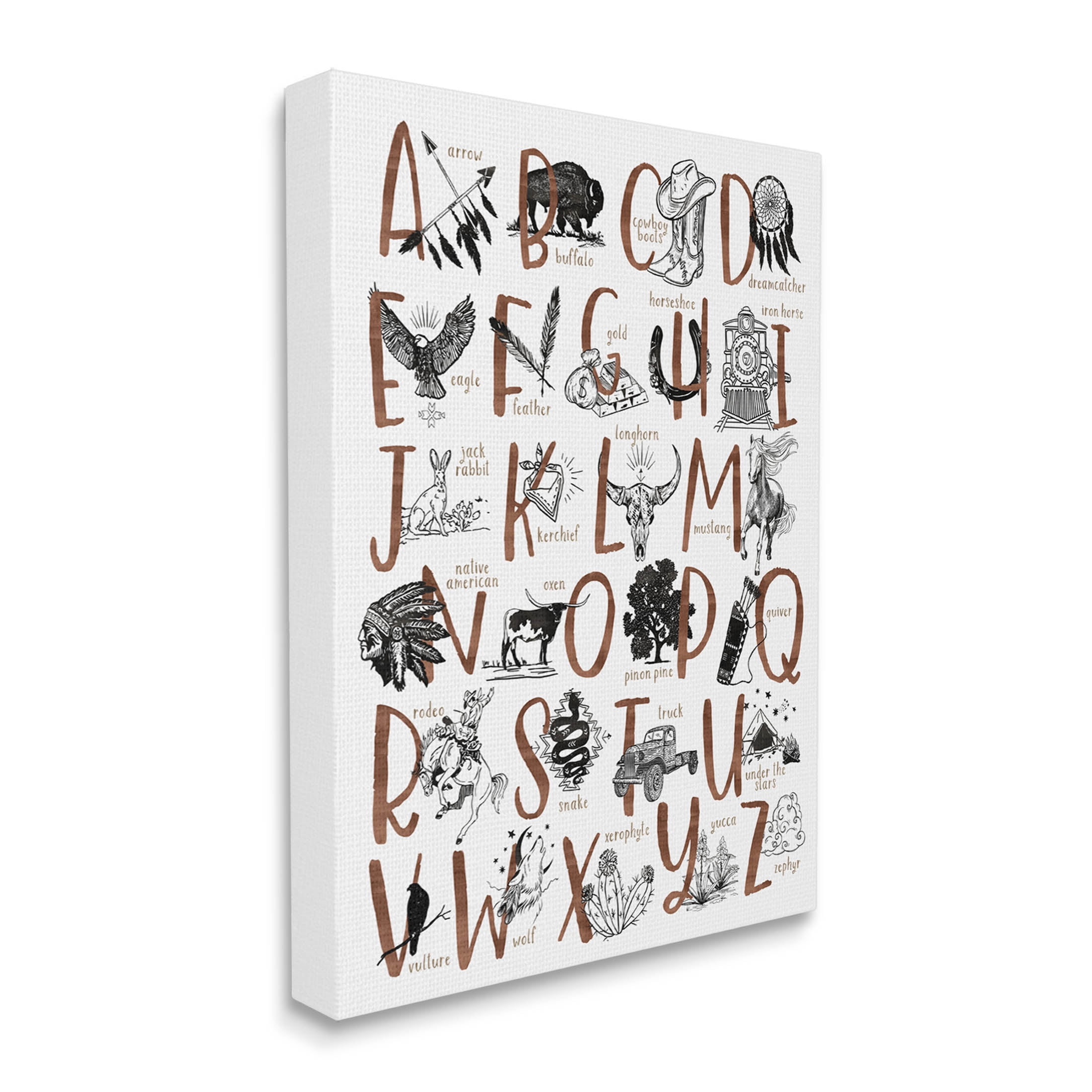 Southwestern Desert Aesthetic Alphabet Animals & Insects Graphic Art Gallery Wrapped Canvas Print Wall Art