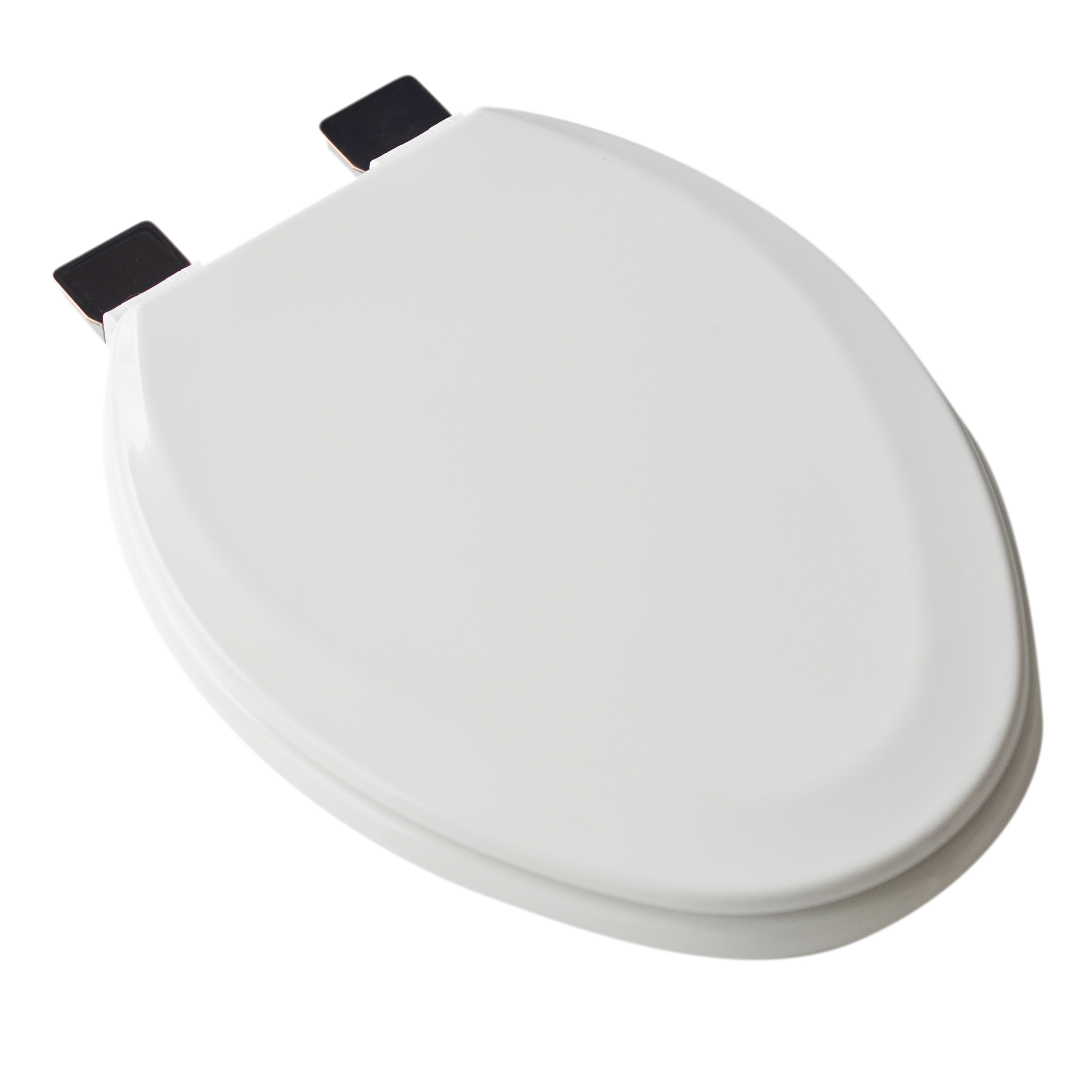 BathDecor Premium White Molded Elongated Wood Toilet Seat with