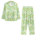 thumbnail image 4 of SCRAWLGOD White Daisy Pajama Set for Women Long Sleeve Nightwear Women 2 Piece Size 4XL V-Neck Button Up Ladies Pj Top Breathable Womens Lounge Set Fall, 4 of 7