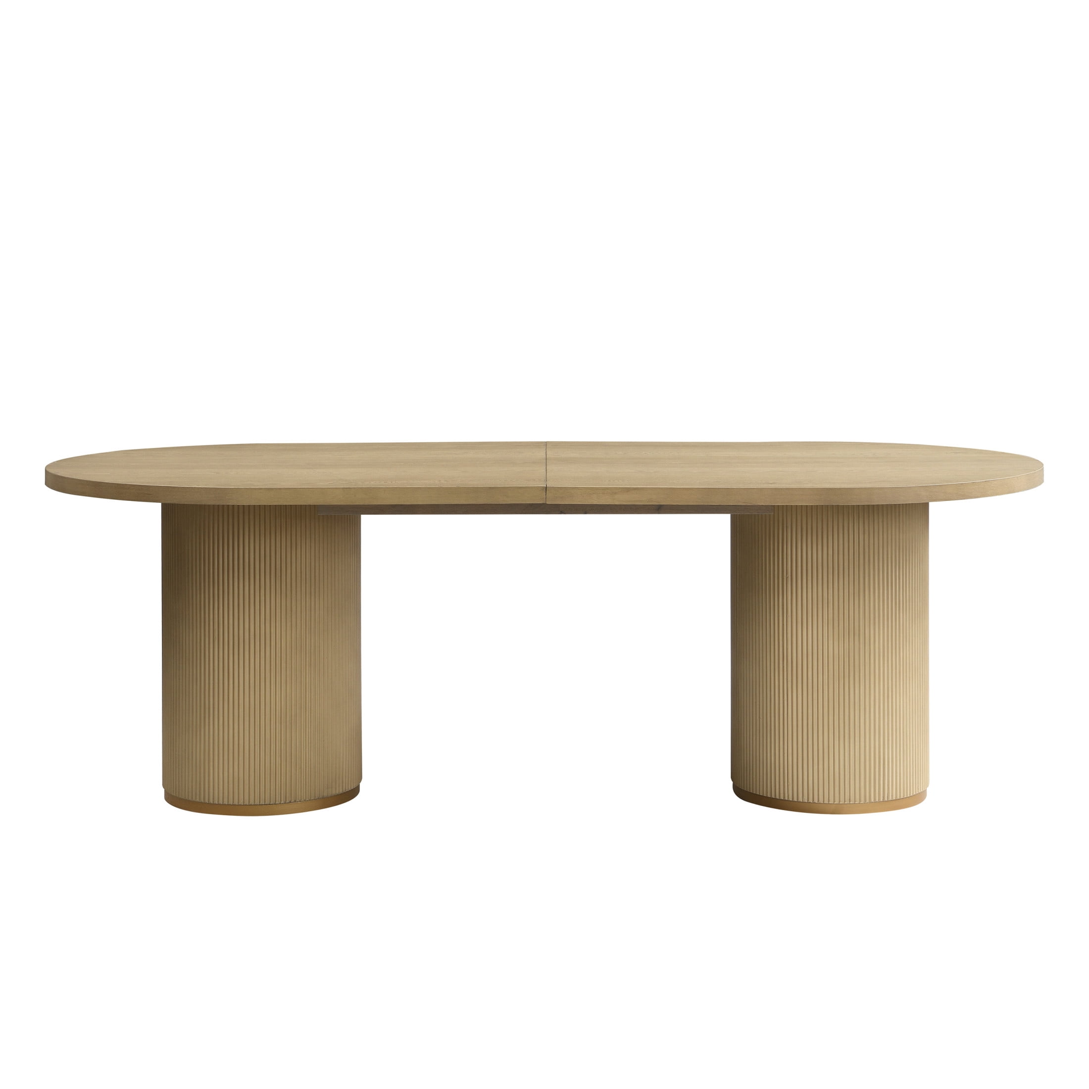 Christopher Knight Home 88" Modern Oval Dining Table with Fluted Double Cylinder Base, Light Ash