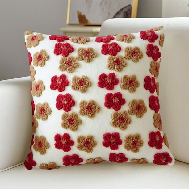 Flower Pillow Cover Faux Lambswool Cushion Cover Sofa Pillow Cushion
