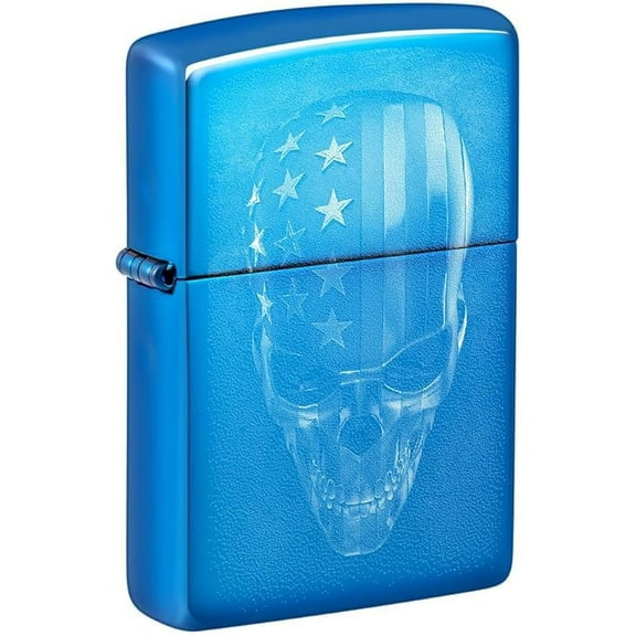 Zippo Lighter - Personalized Message Engraved on Backside for Fire Fighter Windproof Lighter (American Flag Skull 48739)