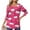 #130-Hot Pink, variant on Craaazy Women's Pleated Buttons T-shirt Fashion Printing Casual Round Neck Long Sleeve Pullover T-Shirt Fashion Casual Tunics Top Gifts