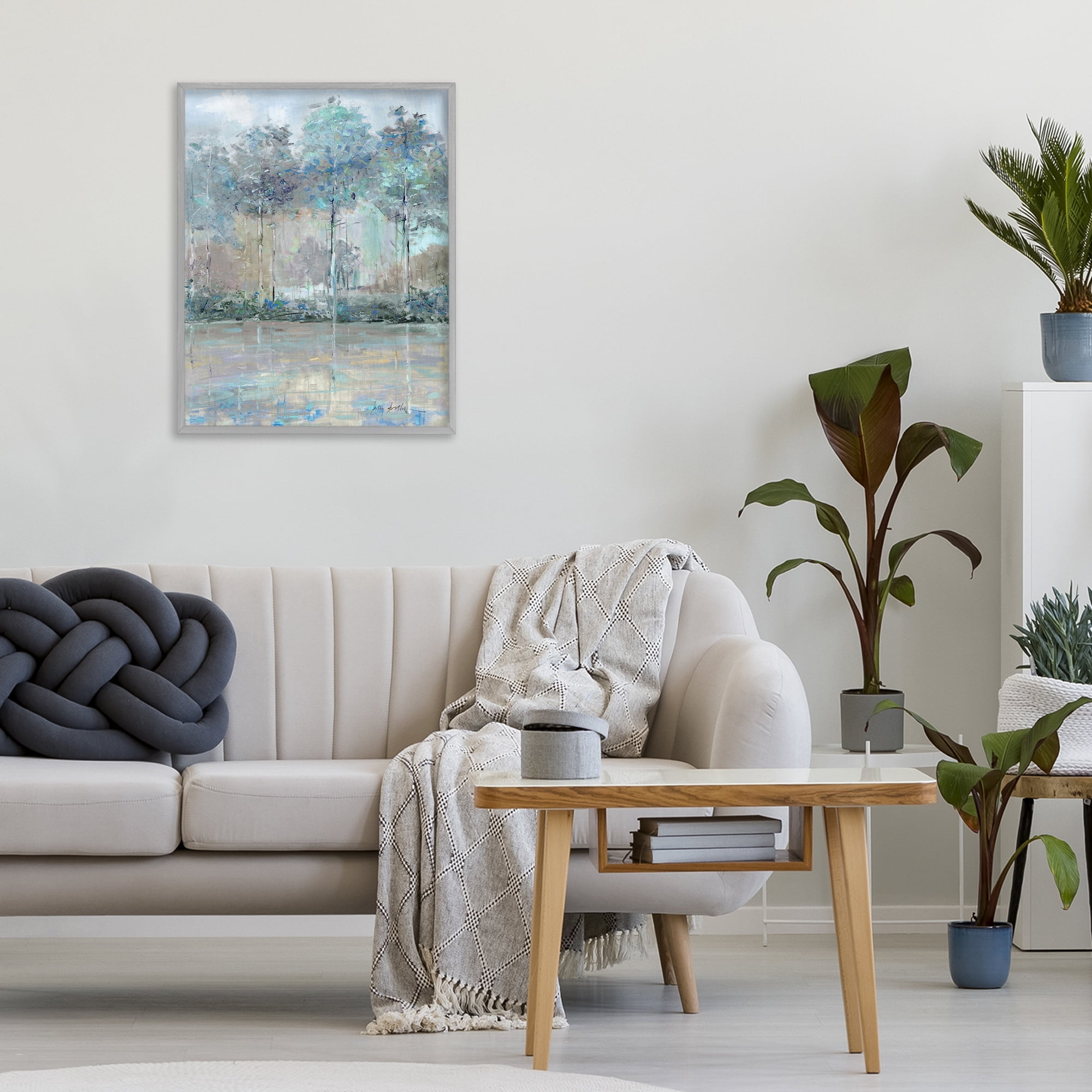 Stupell Industries Subdued Expression of Trees Gray Framed Giclee Art, design by Sally Swatland