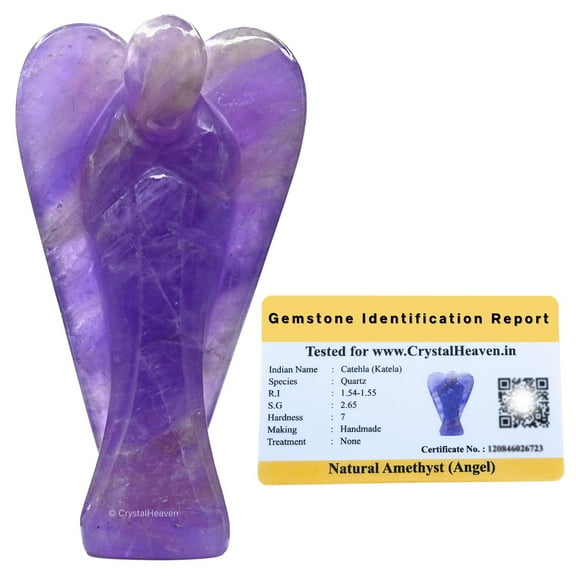 Amethyst Crystal Angel Pocket Figurines Idol - AAA Grade Original Healing Gemstone for Yoga Reiki Meditation Feng Shui (1.5 Inches)