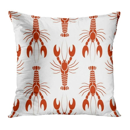ECCOT Food Crayfishes Lobsters in Orange Red Colors Simple Flat Cartoon Claw Cooked Crab Pillow Case Pillow Cover 18x18