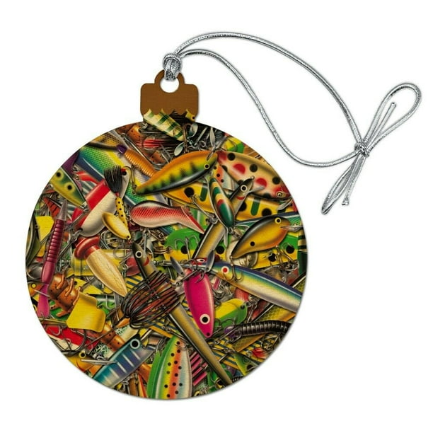 Fish Fly Fishing Lures Wood Christmas Tree Holiday Ornament