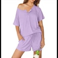 thumbnail image 1 of Pijama de Mujer de 2 Piezas de Punto Acanalado, Corta, Suave, para Estar en Casa, de Verano, , Talla XXL, 1 of 7